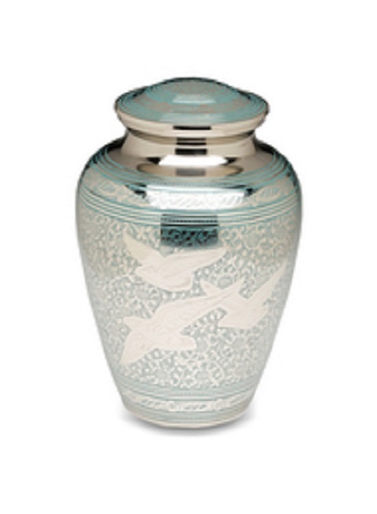 Brass Cremation Urn - Enamel Finish, Custom Size, Red Color | Beautiful American Religious Design, Crafted By Casting