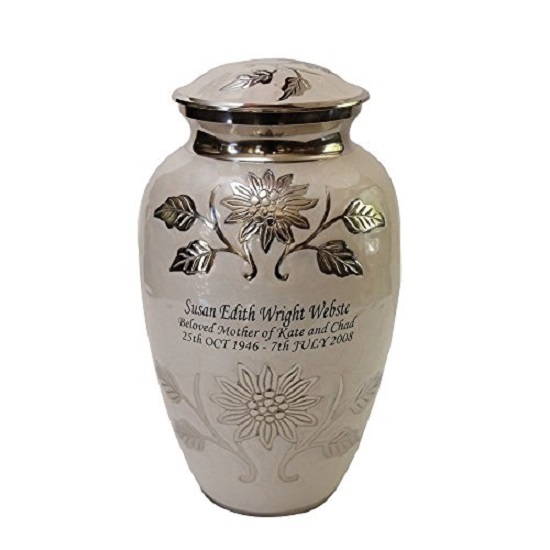 Brass Cremation Urn - Enamel Finish, Custom Size, Red Color | Beautiful American Religious Design, Crafted By Casting