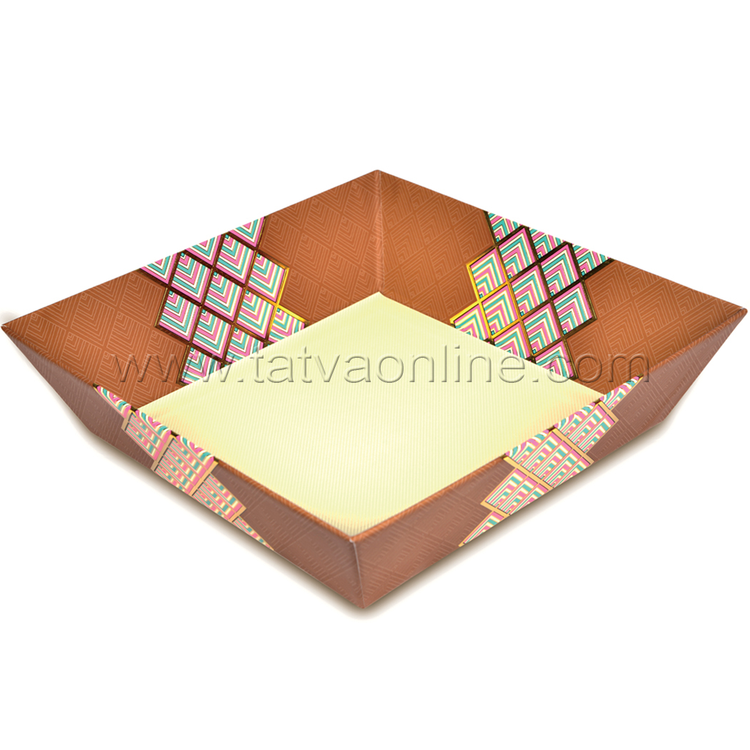Wedding Gift Hamper - Paper Material, 23x23x7 Cms, Brown Color | Matte Lamination, Square Shape, Uv Offset Printing