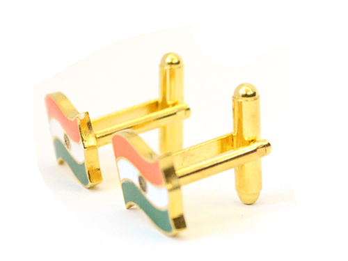 केसर भारतीय ध्वज ट्राई कलर्ड इनेमल कफ़लिंक