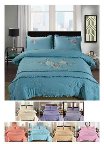 Printed 4Pcs Embroidered Comforter Set,