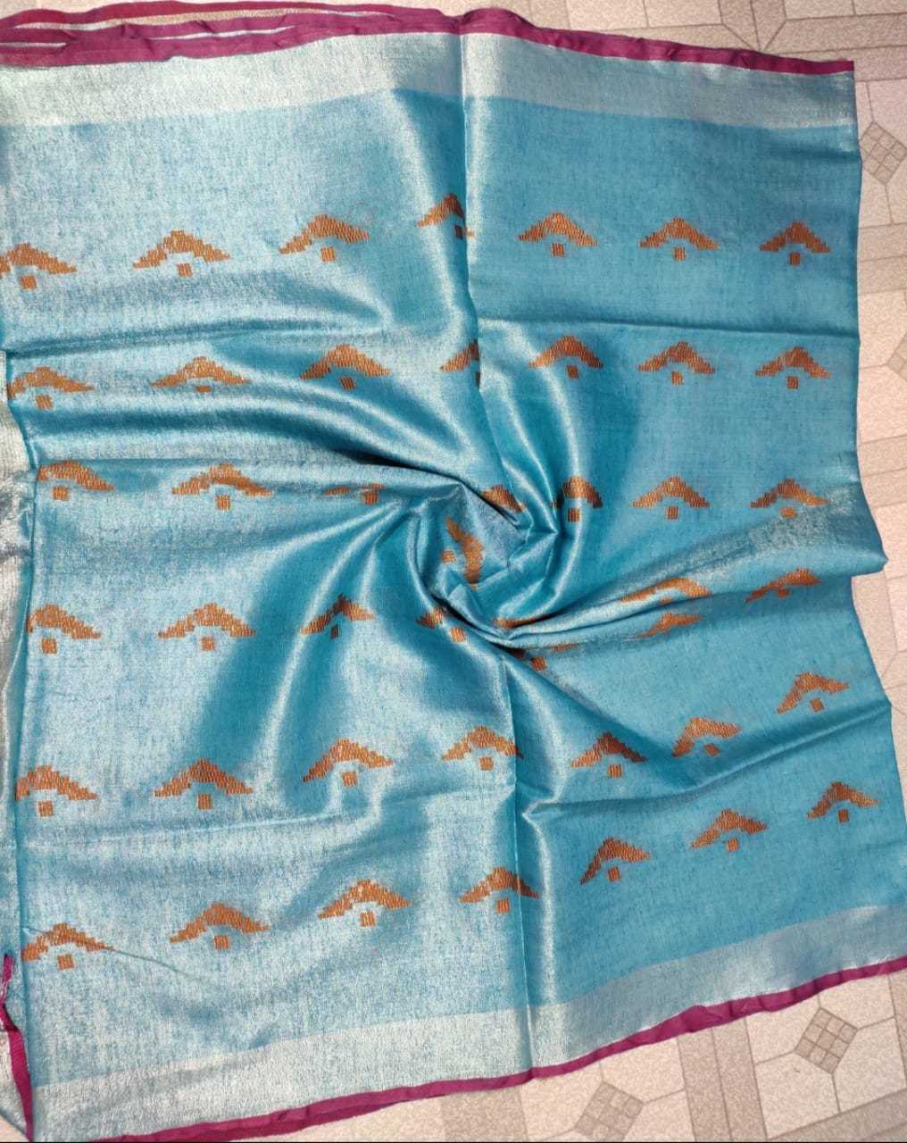 Tissue Linen Sarees - Silk Fabric, Birds Design Dobby Butta, Bengali Style Elegance