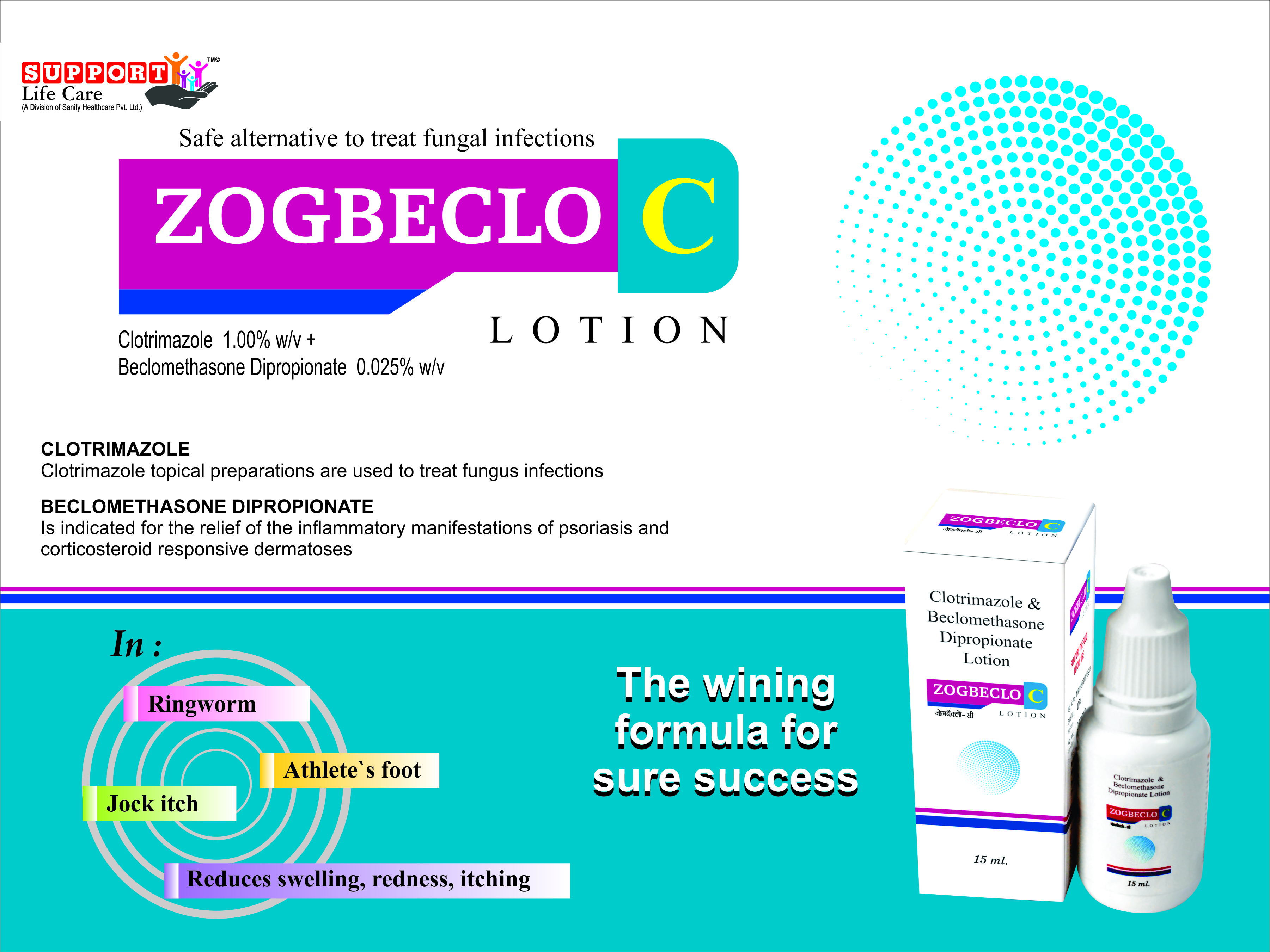 Clotrimazole 1.00%w/v + Beclomethasone Dipropionate 0.025%w/v