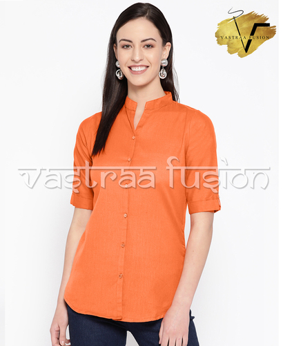Ladies Solid Colour Regular Top Or Shirt - Cotton Blended Jute, Size 36-50 inches, Multi Color Options, Length 29 Inch, Casual and Festive Regular Fit