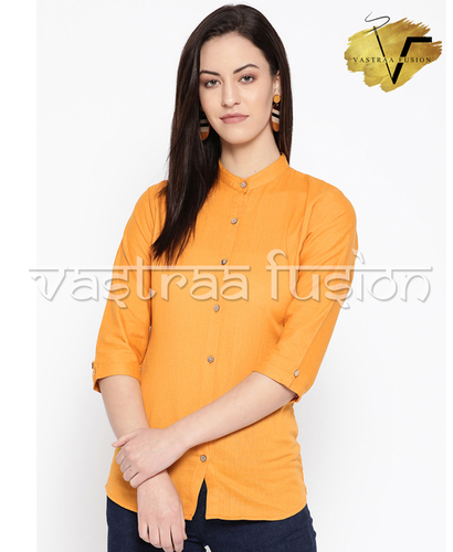 Ladies Solid Colour Regular Top Or Shirt - Cotton Blended Jute, Size 36-50 inches, Multi Color Options, 29 Inch Length, Casual and Festive Wear