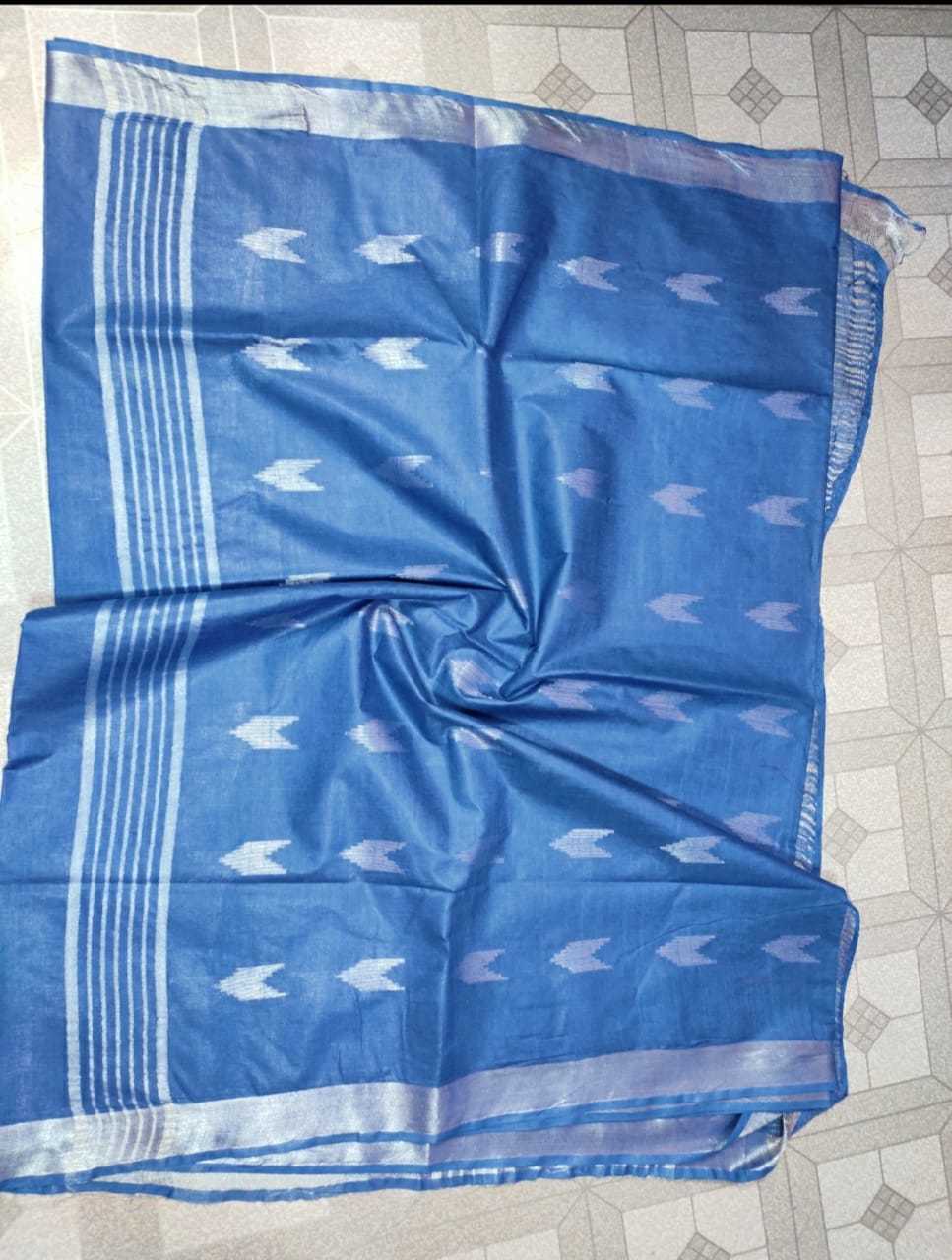 Cotton Silver Zari Rocket Butta Sarees - Cotton Silk Fabric, South Indian Style, Zari Work Detailing