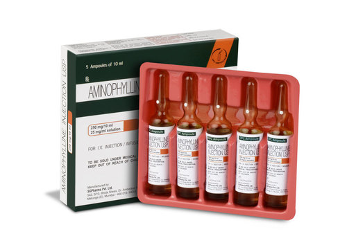 Aminophylline Injection - 250 MG Liquid Formulation | Effective Bronchodilator for Asthma, Chronic Bronchitis, Emphysema, Suitable for All Ages