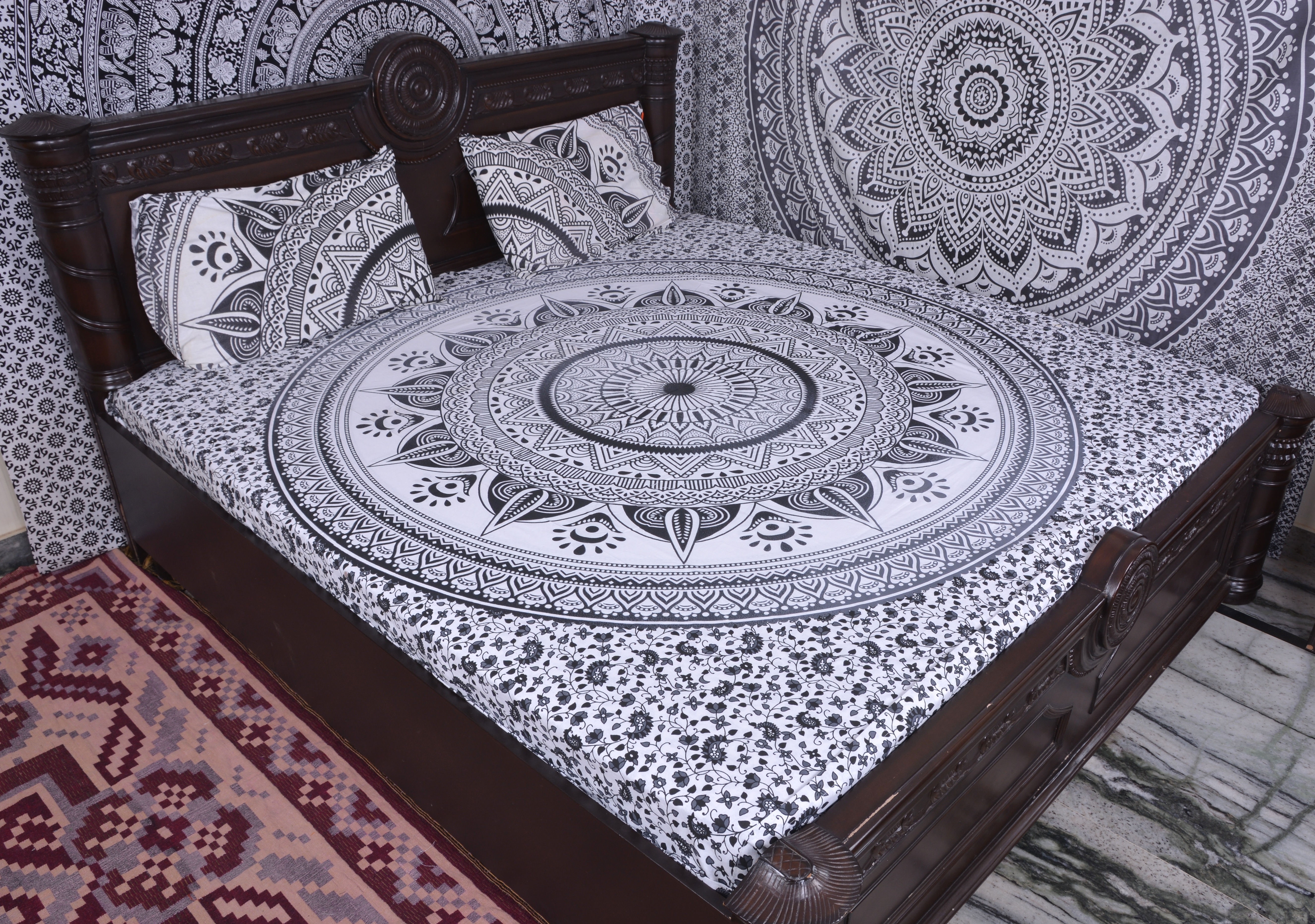 Washable Indian Mandala Salte Round Cotton Duvet Cover