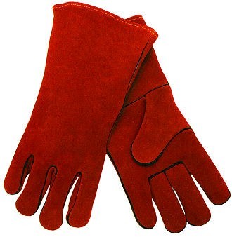 Welding Leather Gloves - Leather, Sizes 14-24 Inches, Color Red, Full Fingered | Heat Resistant, Superior Strength, Comfortable Fitting, Long-lasting
