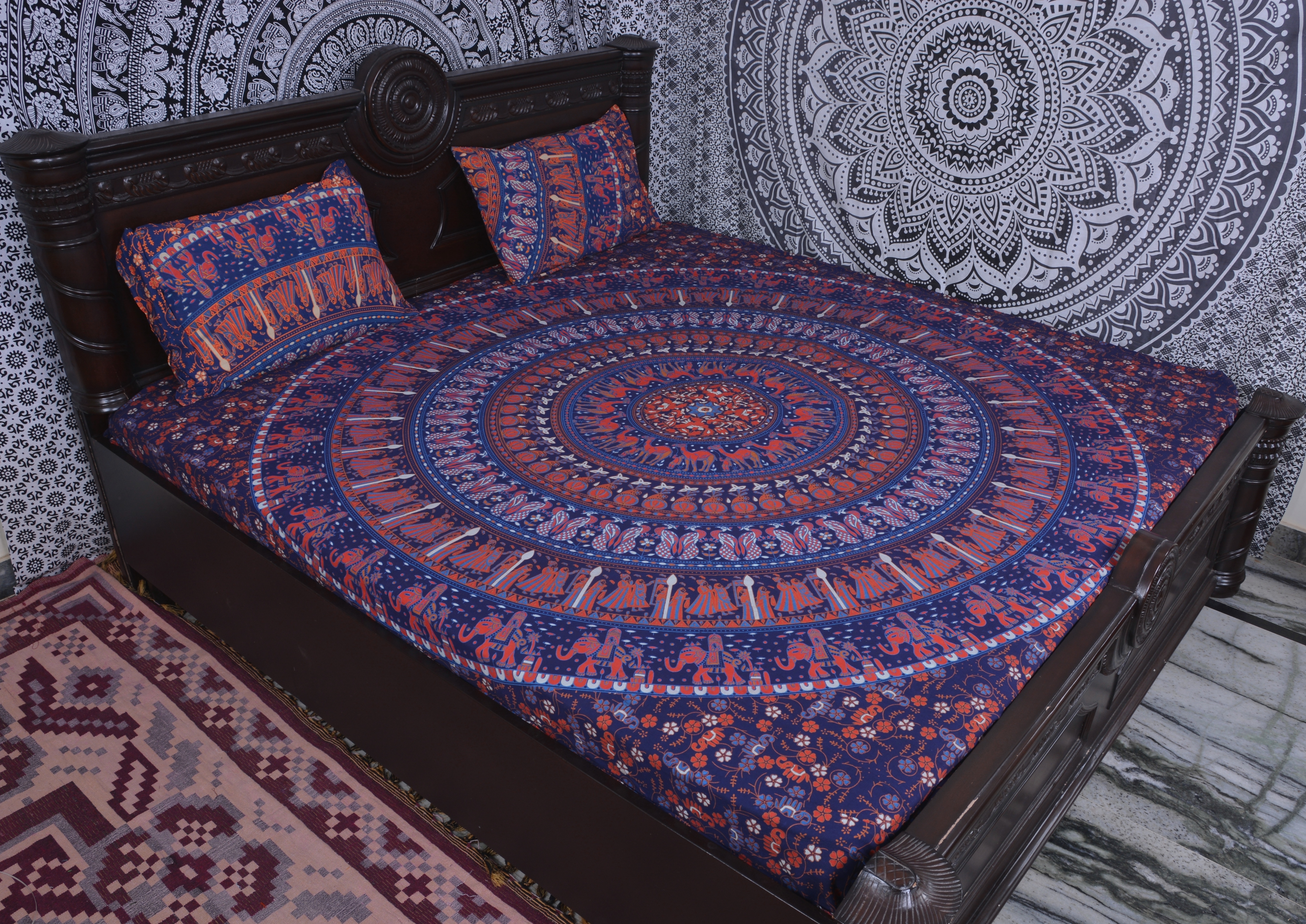 Washable Indian Mandala Multicolours Circle Cotton Duvet Cover - Feature: Quick Dry