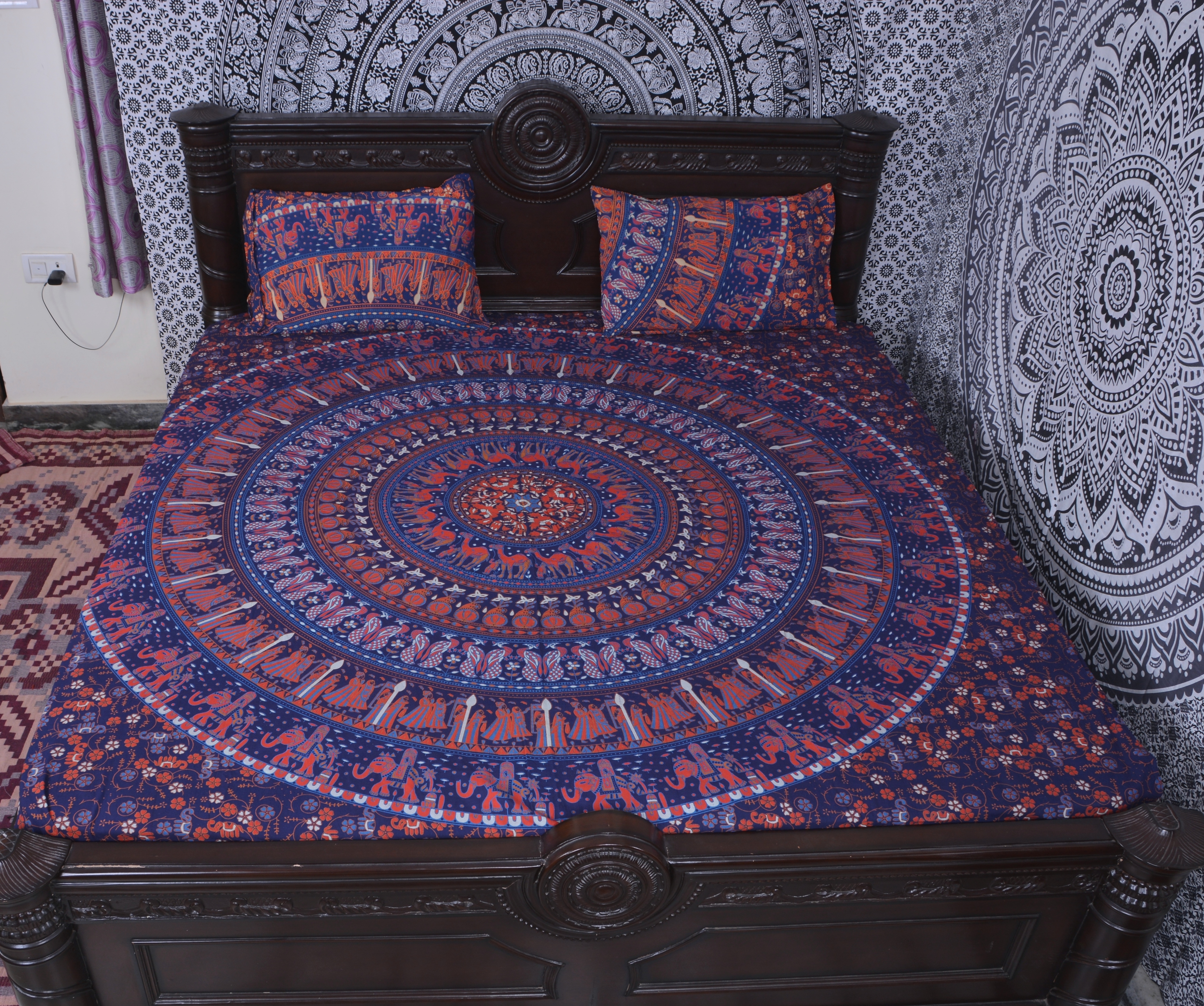 Washable Indian Mandala Multicolours Circle Cotton Duvet Cover - Feature: Quick Dry