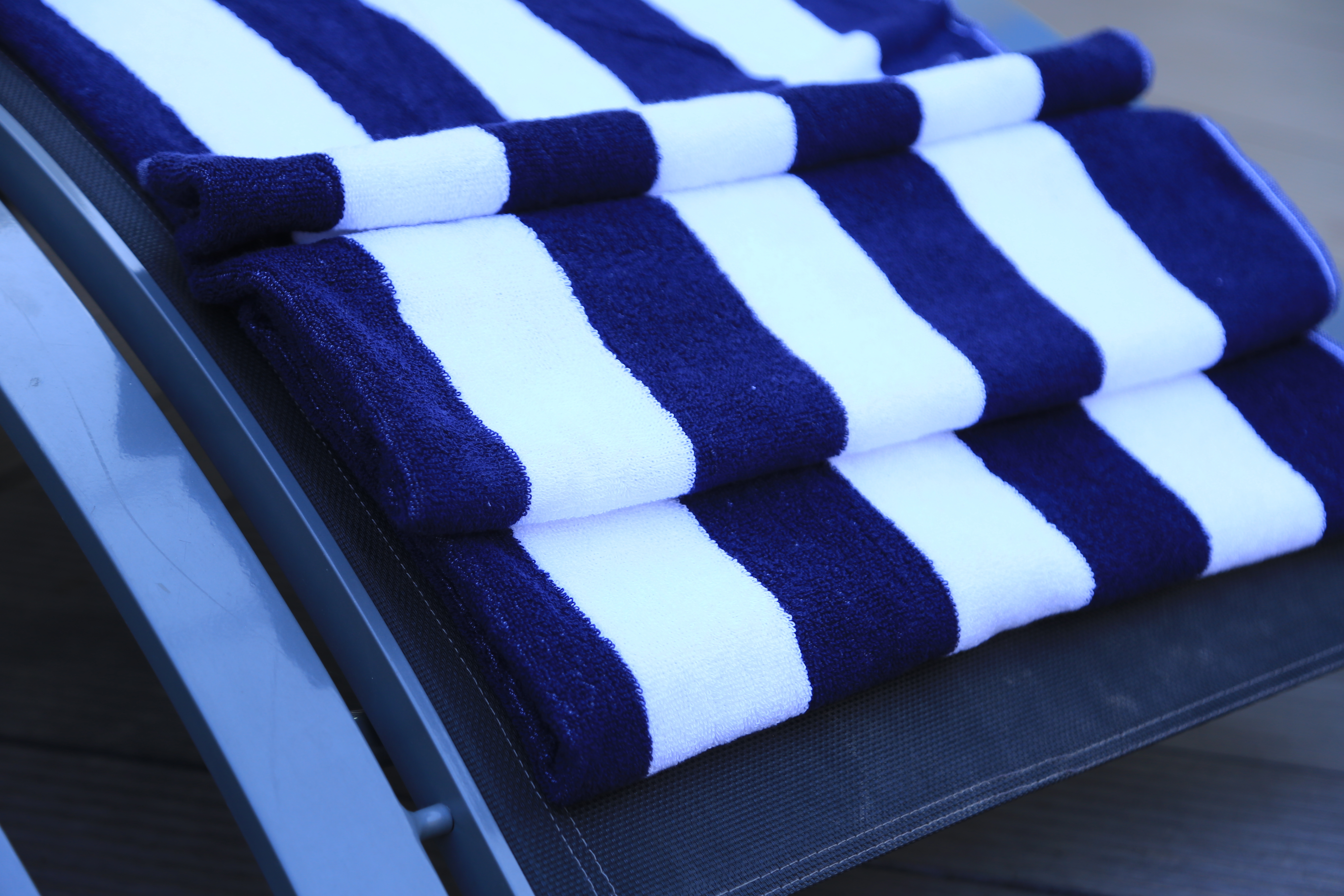 Stripes Pool Towel - 100% Cotton Ring Spun, Standard Size, Bleached White/custom Colors | Eco-friendly, Quick Dry, Water Absorbent, Soft Touch, Jacquard Woven Logo