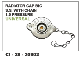Radiator Cap - Big Stainless Steel with Chain, Universal 1.0 Pressure for 4-Wheeler Vehicles, Warranty Included