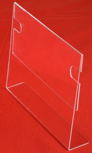 Acrylic A4 Size Horizontal Display Stand - High Quality Imported Acrylic Sheet, Clear Transparency, Free Standing Unit For Information Display