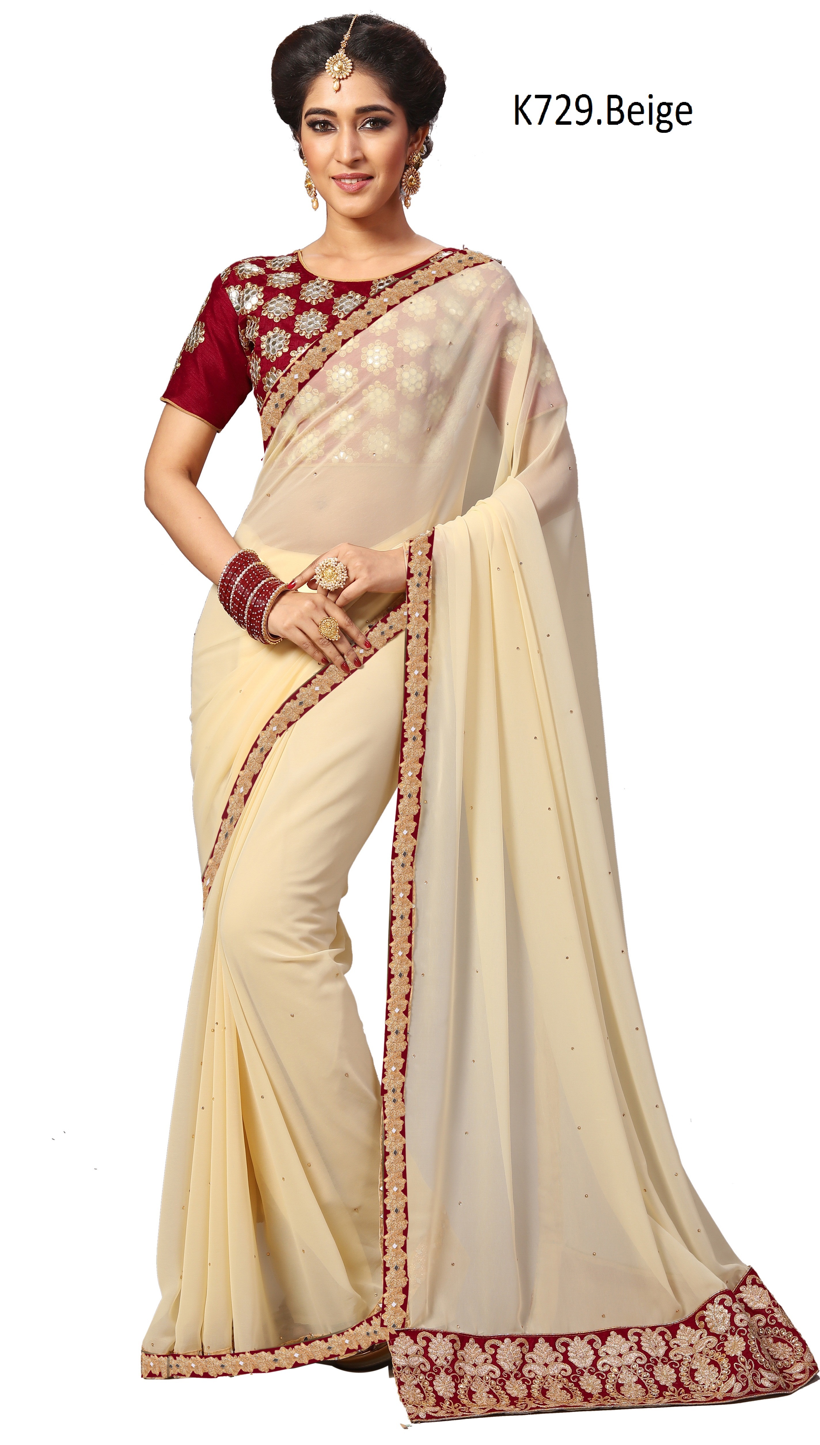 Red Georgette Embroidered Saree Collection