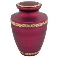 Augusta Red Brass Cremation Urn - Brass Material, Custom Size, Red Enamel Finish - American Style, Religious Design, Casting Technique