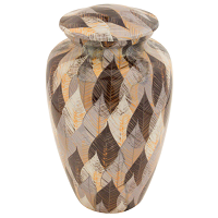 Augusta Red Brass Cremation Urn - Brass Material, Custom Size, Red Enamel Finish - American Style, Religious Design, Casting Technique