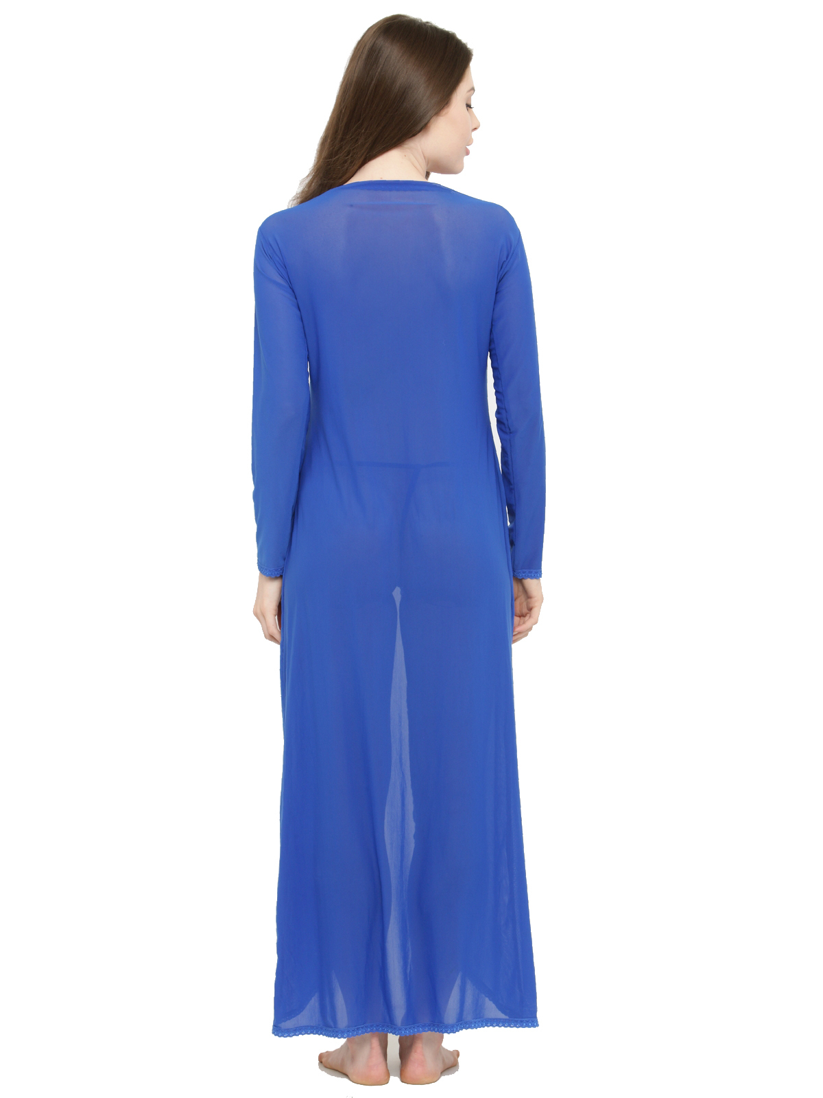 Polyester Sheer Front Slit Bridal Nightgown Nightwear With G-string