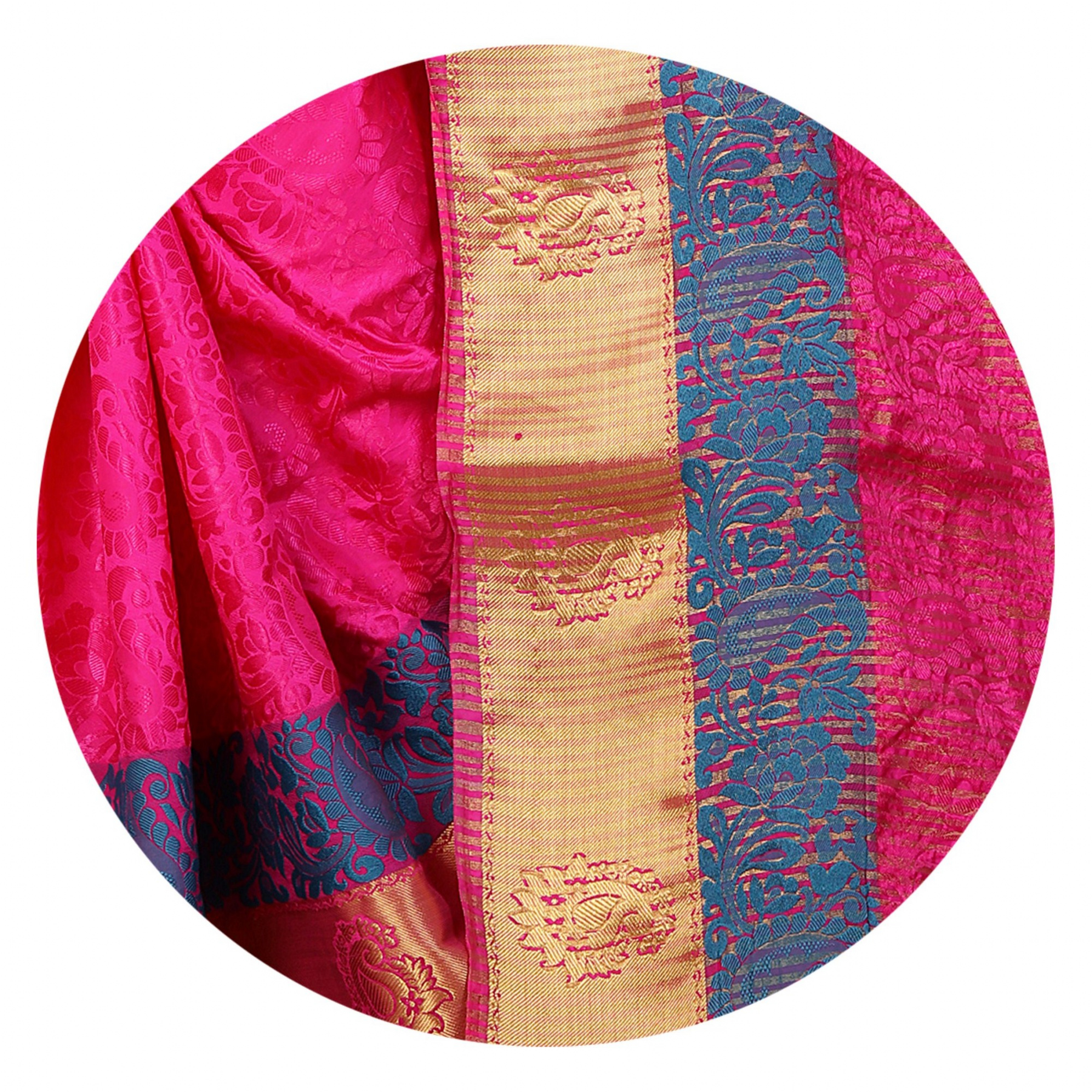 Silk Saree - Cotton Silk Fabric, Hand Printed Pattern , Pink Color With Hand Embroidery And Laces Closure