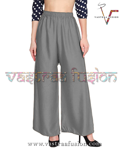 Ladies Bottom Rayon Palazzo With Medium Flairs - Cotton Blended Jute, 38 Inch Length, Multi Color Options | Regular Fit, Washable, Perfect for Casual and Festive Occasions