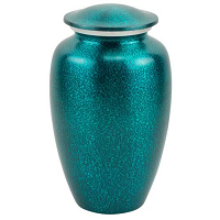 Brass Cremation Urn - Custom Size, Enamel Finished Blue | American Religious Style, Crafted From Durable Metal