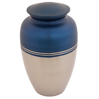 Brass Cremation Urn - Custom Size, Enamel Finished Blue | American Religious Style, Crafted From Durable Metal