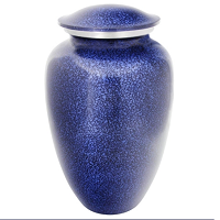 Brass Cremation Urn - Custom Size, Enamel Finished Blue | American Religious Style, Crafted From Durable Metal