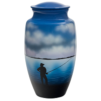 Brass Cremation Urn - Custom Size, Enamel Finished Blue | American Religious Style, Crafted From Durable Metal