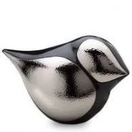 Silver & Black Brass Keepsake Urn - Bird
