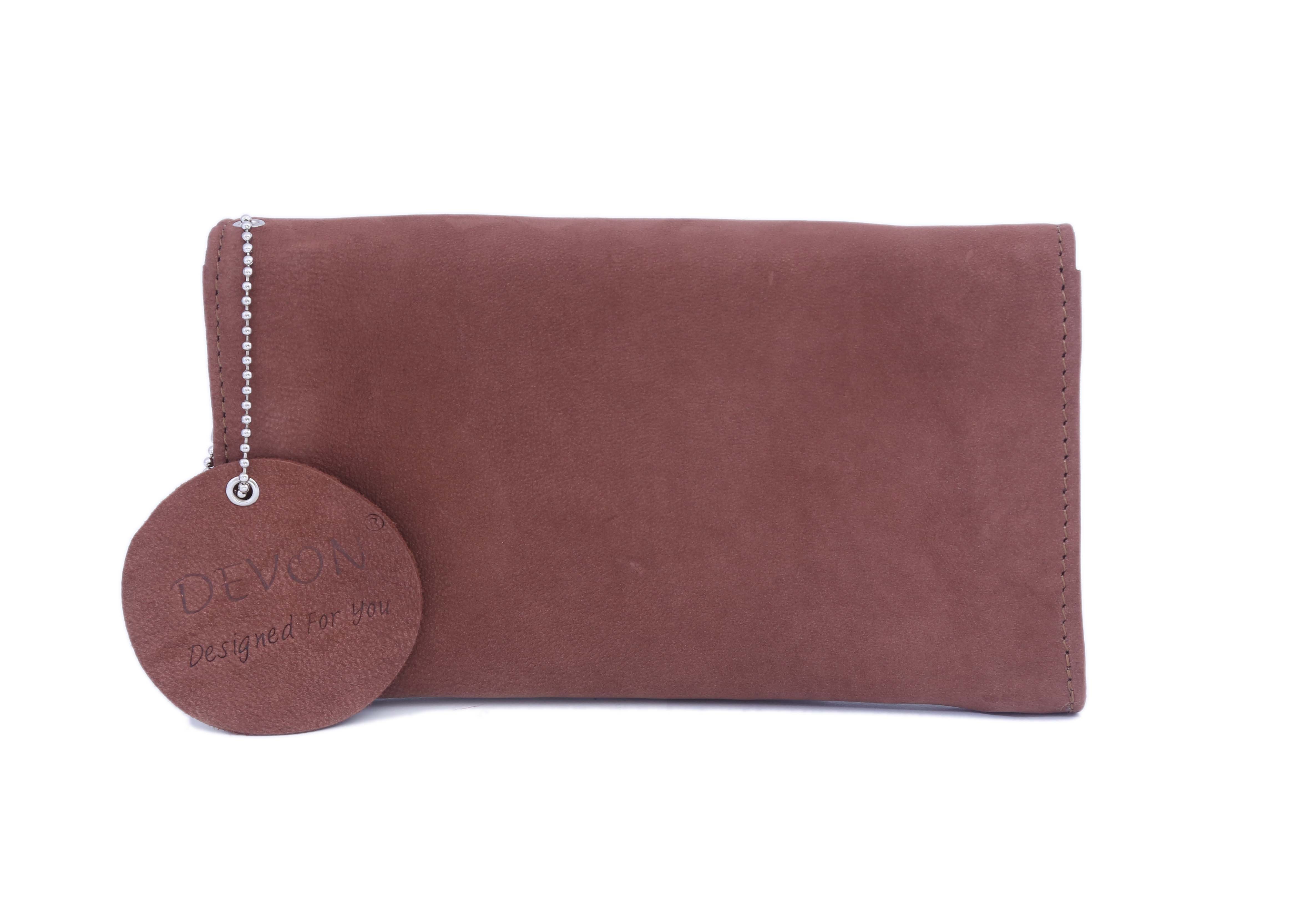 Brown Ladies Flap Closure Wallet