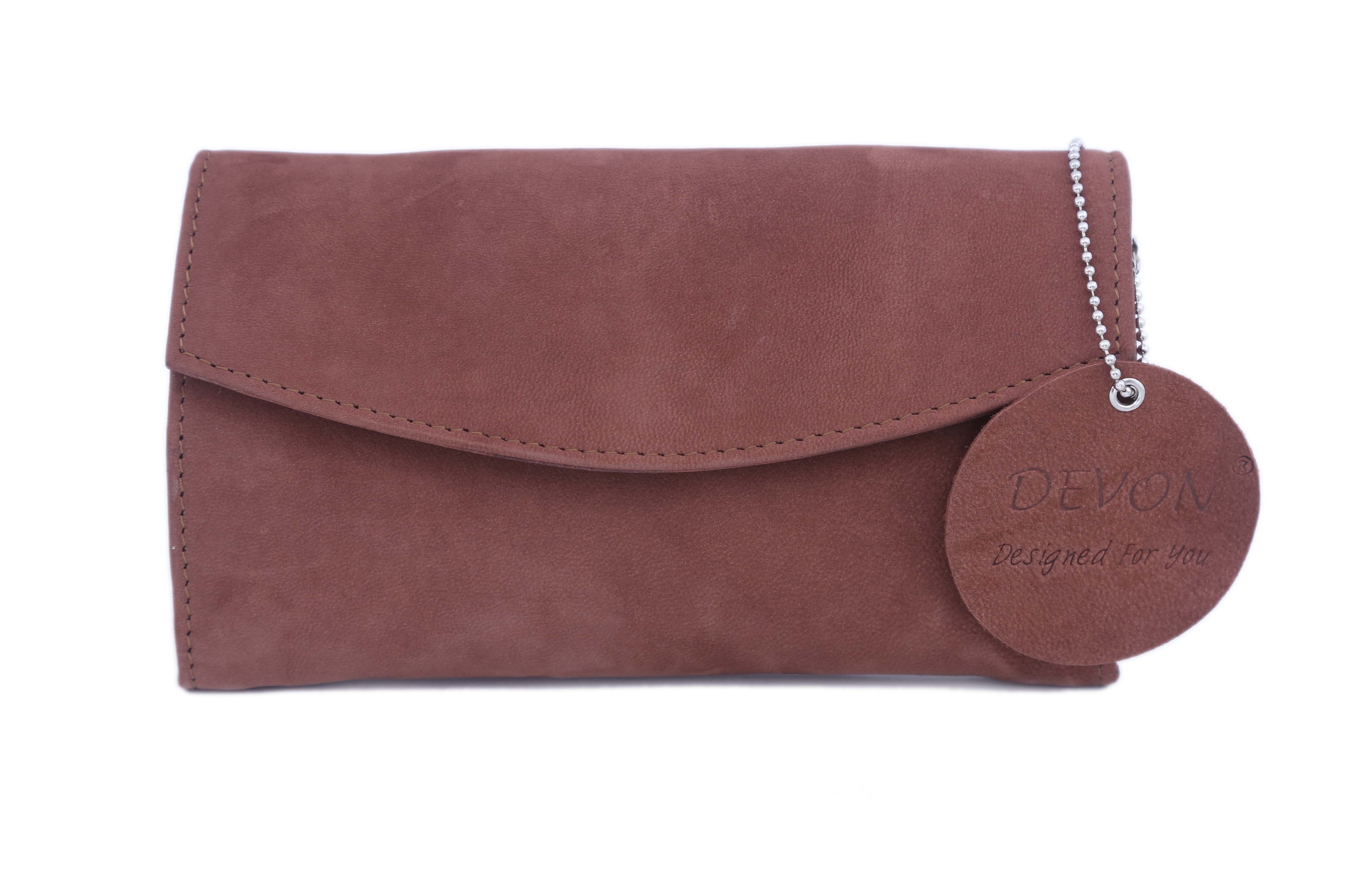 Brown Ladies Flap Closure Wallet
