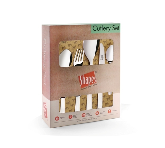 Silver Shapes Zack Cutlery Set With Serving Spoon 26 Pcs