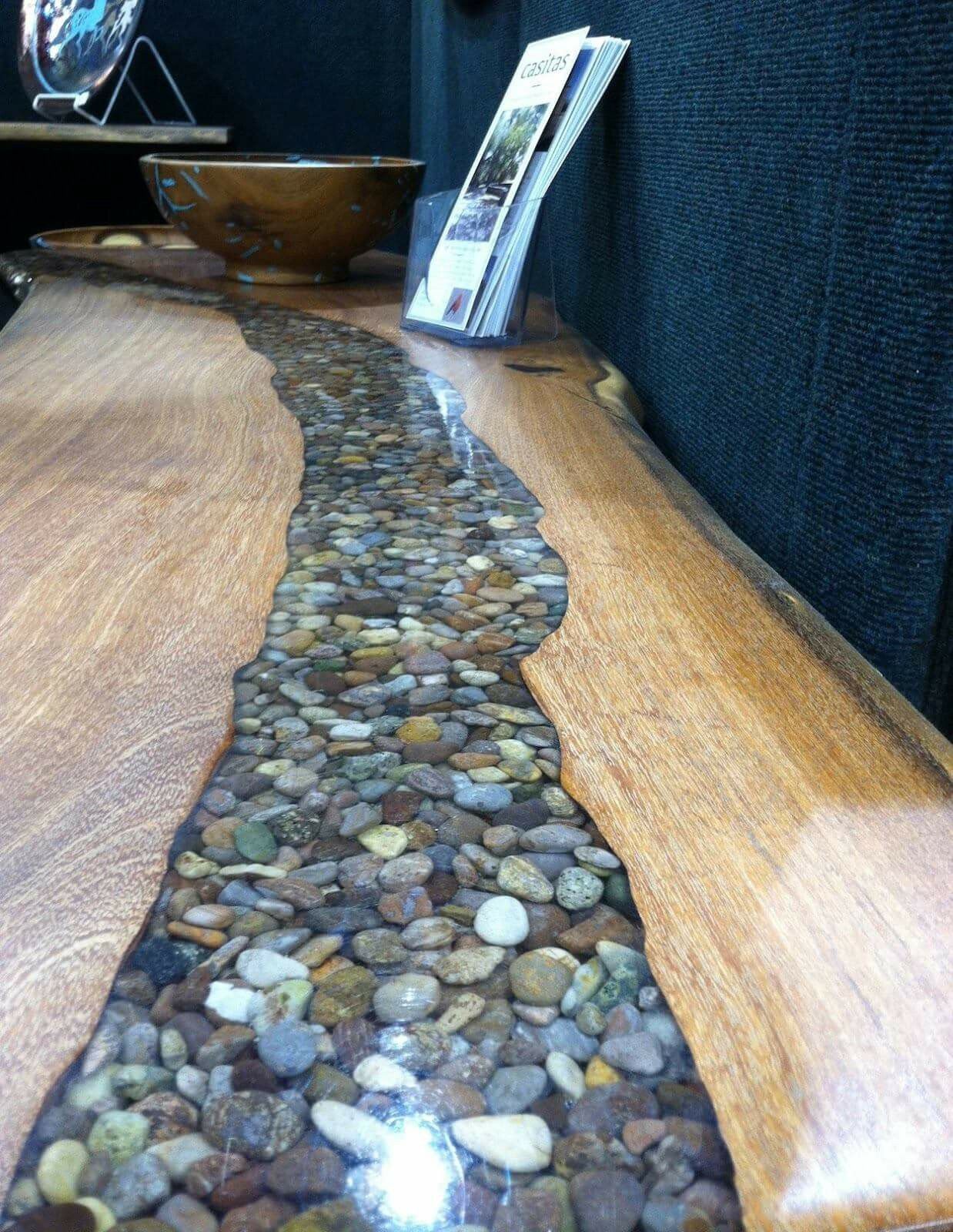 Handmade Table Top Wooden Clear Resin