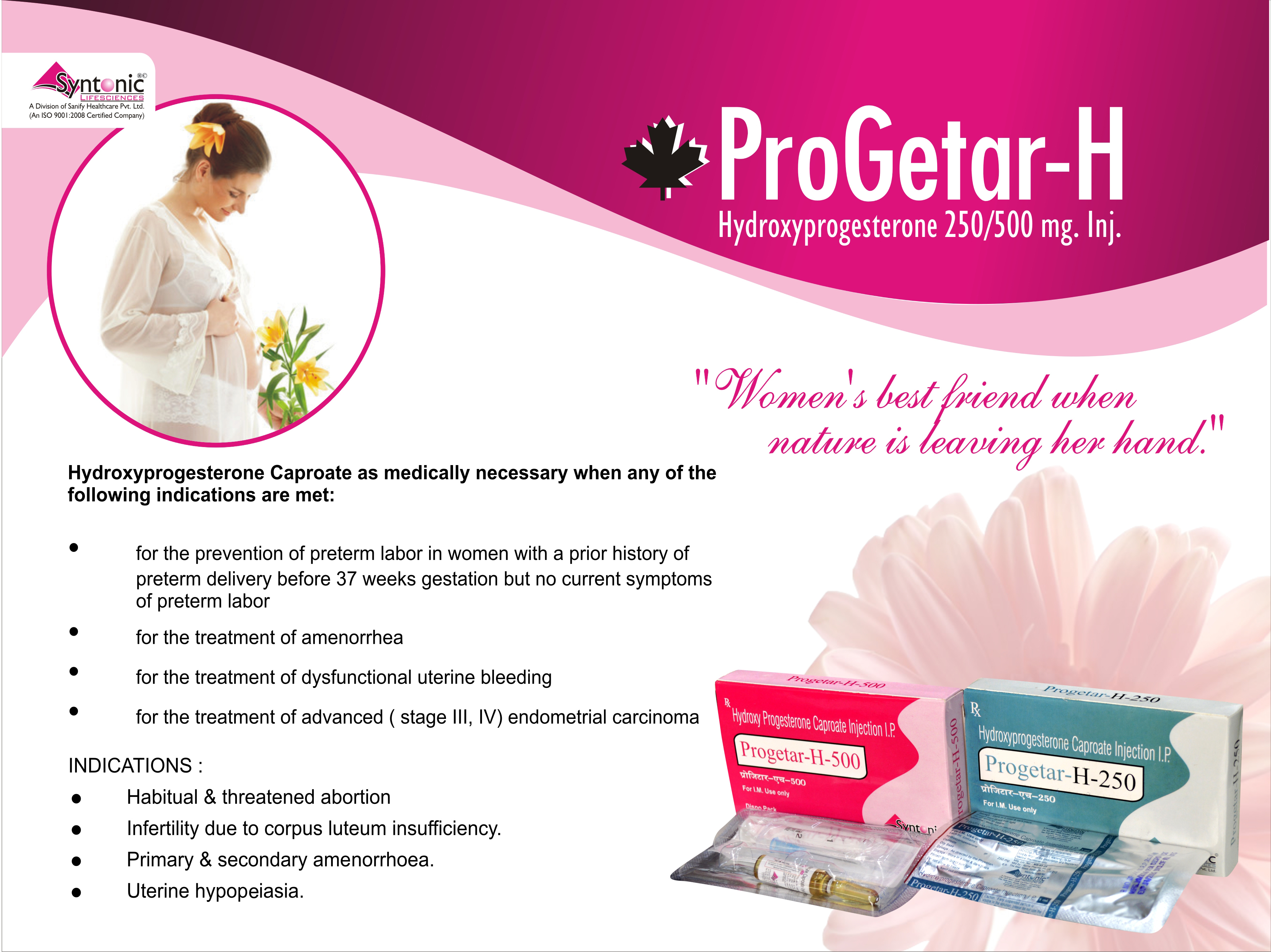 Hydroxy Progesterone 500mg Injection
