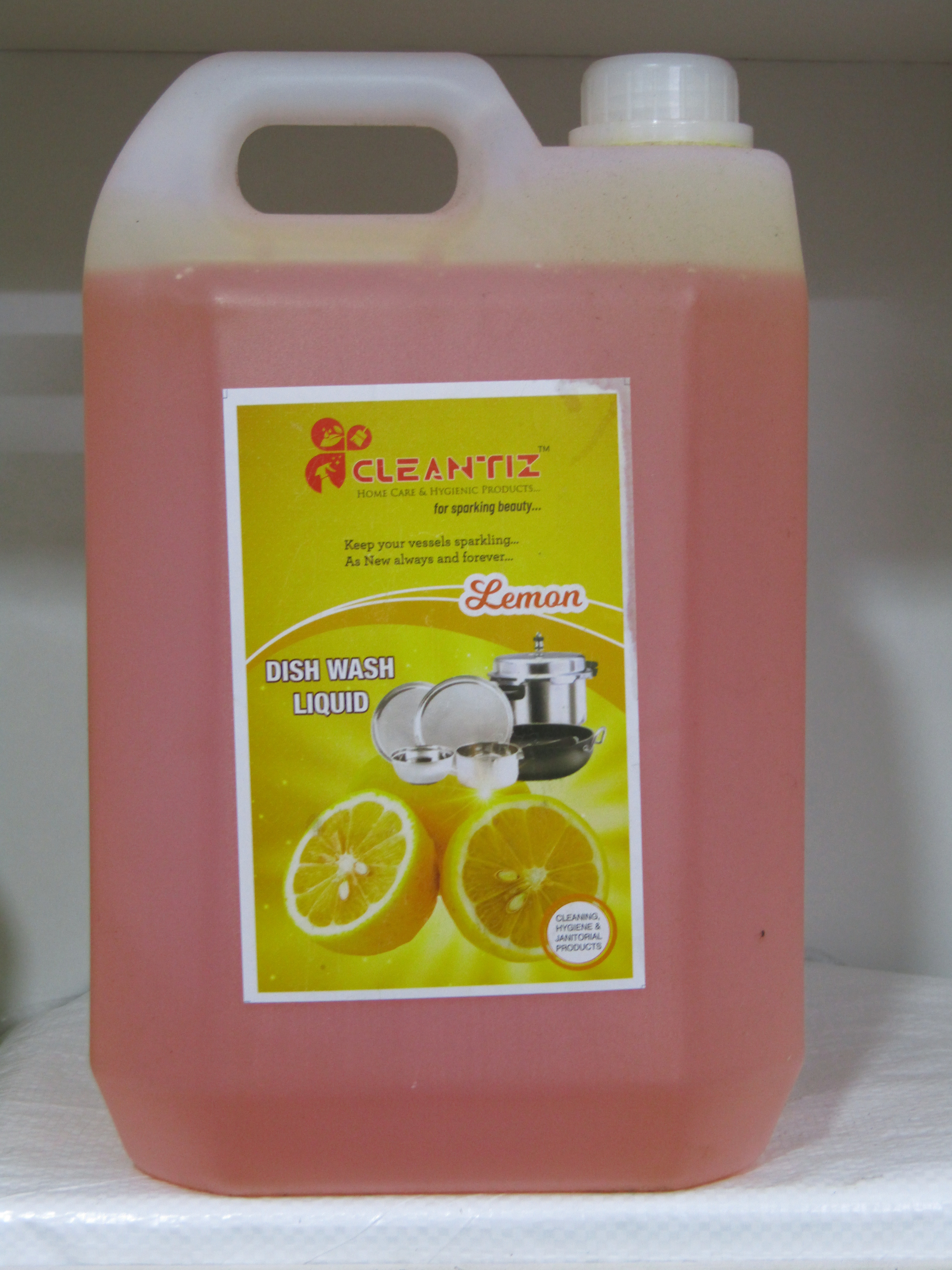 Dish Wash Liquid - Liquid Material | Lemon Fragrance, Contains Antibacterial Lemon Oil, White Vinegar For Effective Degreasing & Rinsing