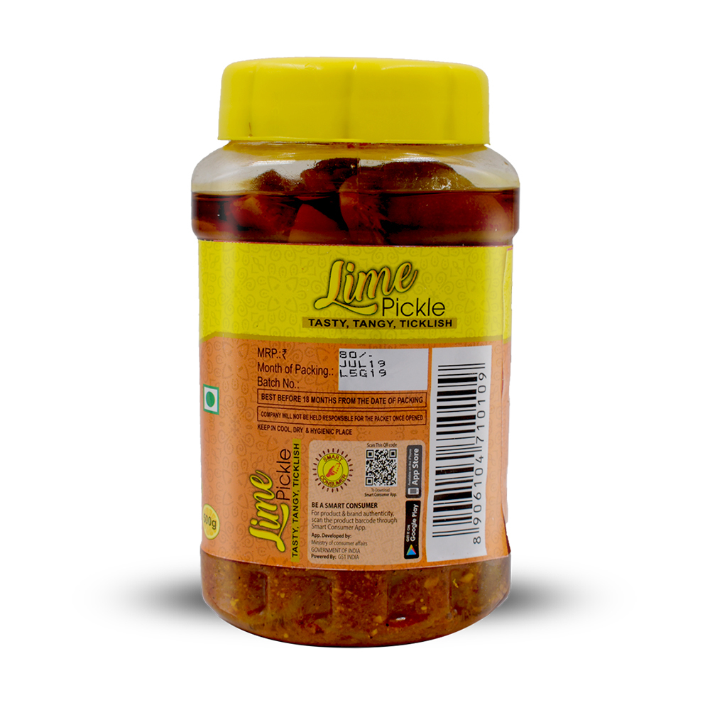 500 Gram Spicy & Tangy Lemon Pickle - 81g Carbohydrates, Organic, Homemade, Fssai Certified, Pack Of 24 In Pet Bottles, Mustard Oil Preserved