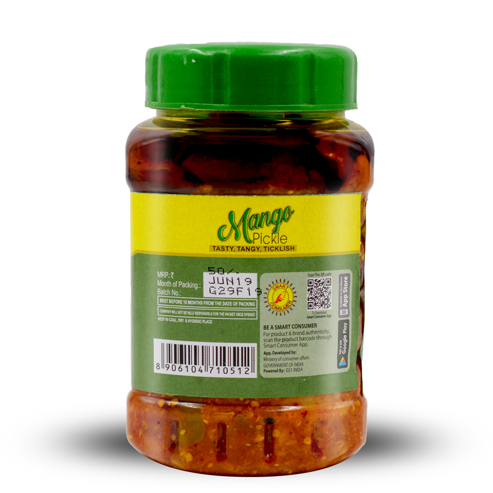 250 Gram Mango Pickle - 250 Gms Pet Bottle, Salty, Sour, Spicy Taste, Oil Preserved, Whole Mango Pieces In Corrugated Carton