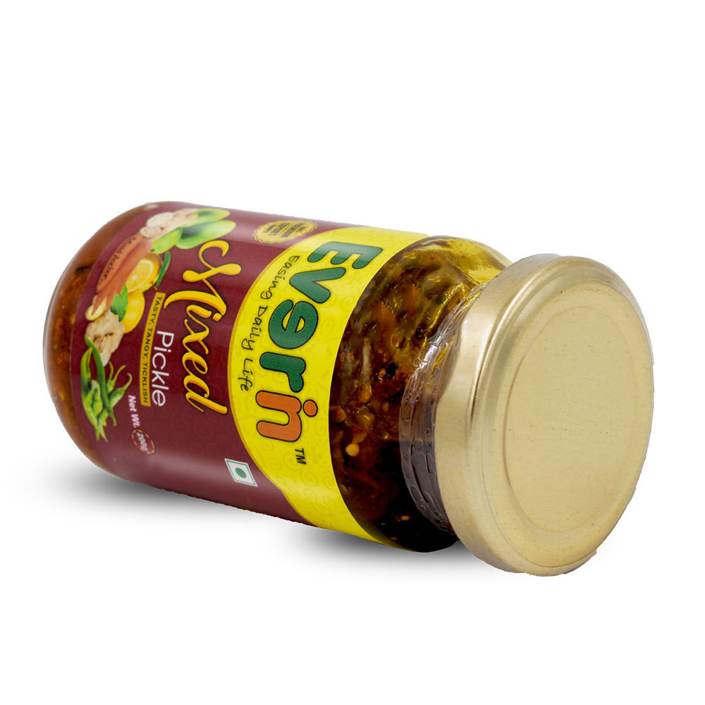 200 Gram Mixed Pickle - Glass Jar Packaging, 200g X 24 Pcs, Spicy Flavor, Shelf Life 18 Months, Ingredients: Mixed Spices & Vinegar