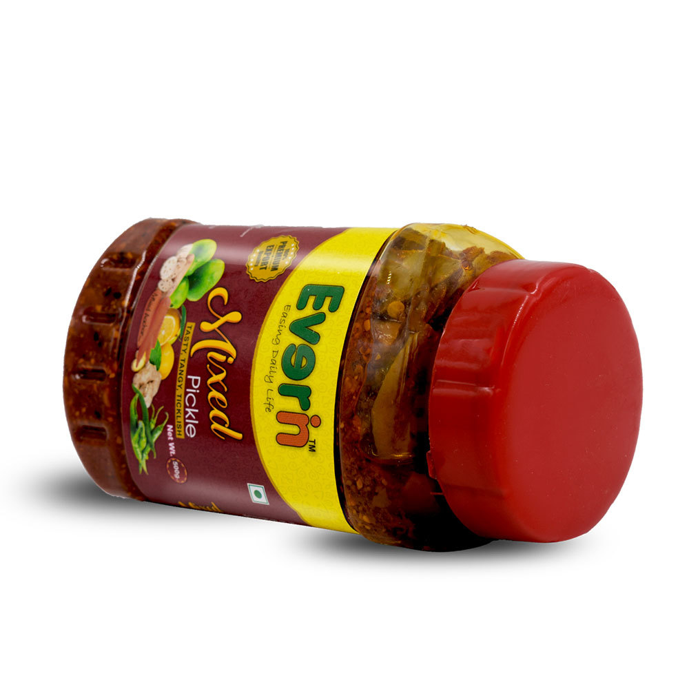 500 Gram Mixed Pickle - 500g Jar, Spicy & Sour Flavor, Vegetarian With Mixed Fruits & Veggies, Shelf Life 18 Months, Packed In Airtight Container