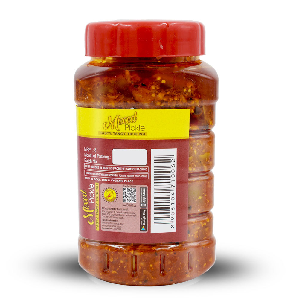 500 Gram Mixed Pickle - 500g Jar, Spicy & Sour Flavor, Vegetarian With Mixed Fruits & Veggies, Shelf Life 18 Months, Packed In Airtight Container