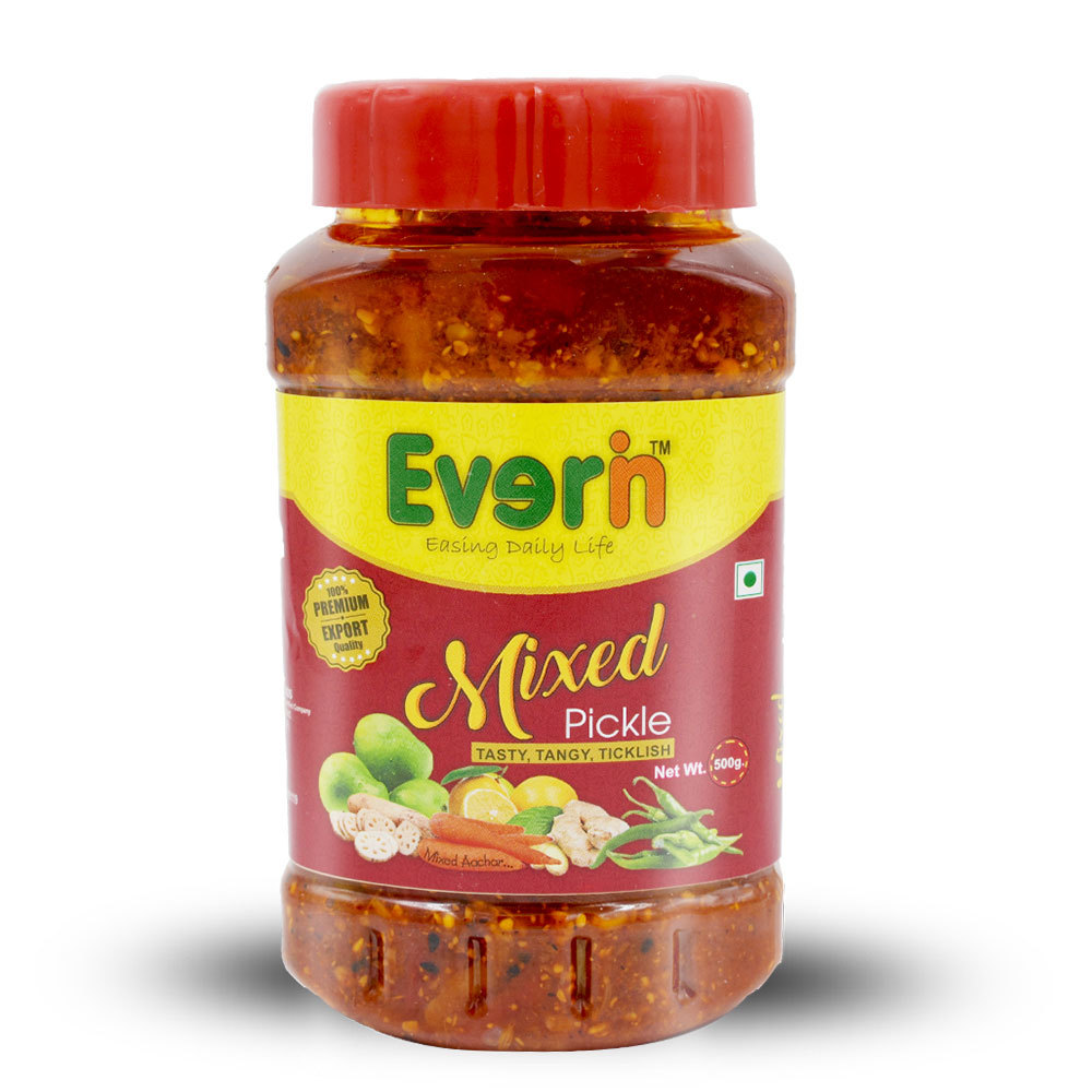 500 Gram Mixed Pickle - 500g Jar, Spicy & Sour Flavor, Vegetarian With Mixed Fruits & Veggies, Shelf Life 18 Months, Packed In Airtight Container