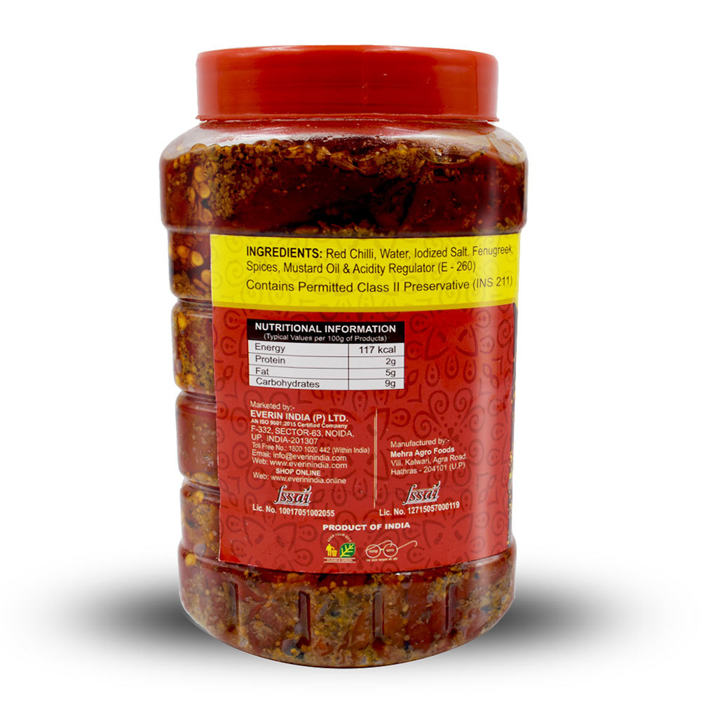 Spicy Mustard Oil Pickle - 1 Kg Pet Bottle | Shelf Life 18 Months, Vinegar Preservation, Unique Salty & Sour Taste