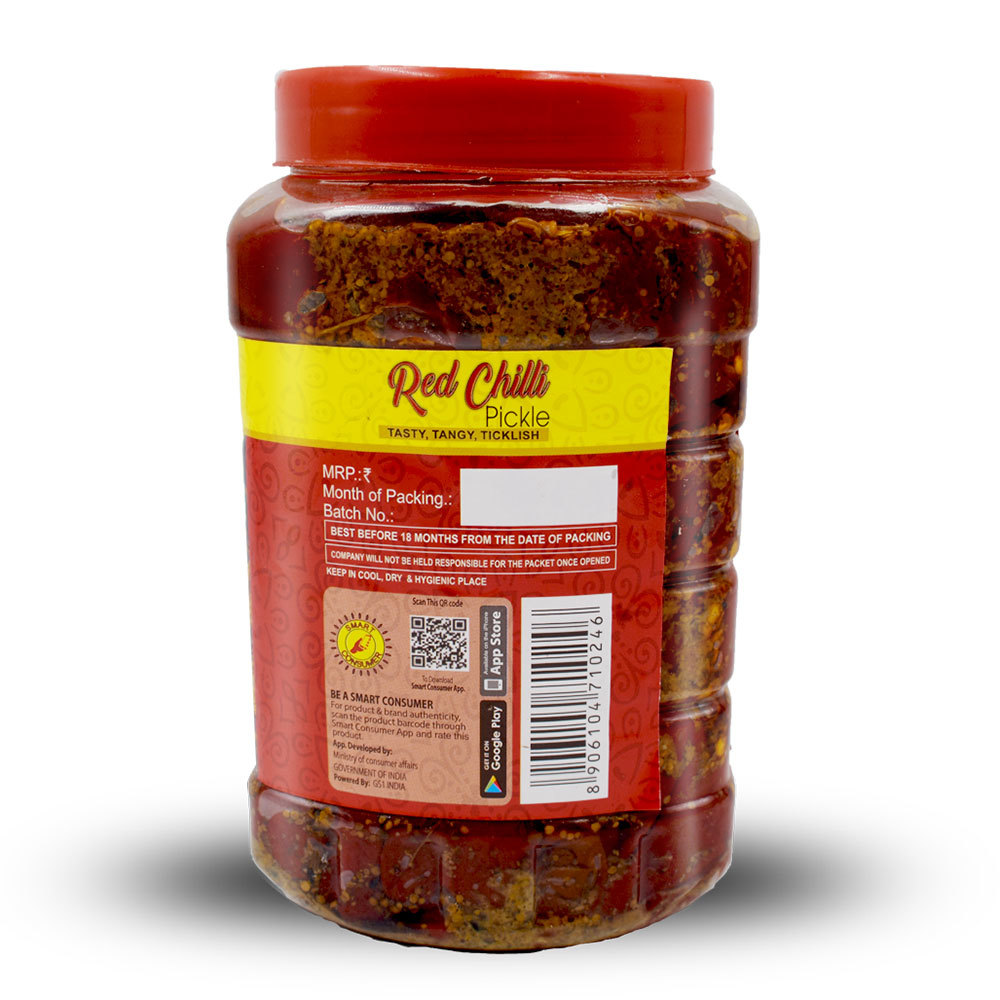 Spicy Mustard Oil Pickle - 1 Kg Pet Bottle | Shelf Life 18 Months, Vinegar Preservation, Unique Salty & Sour Taste