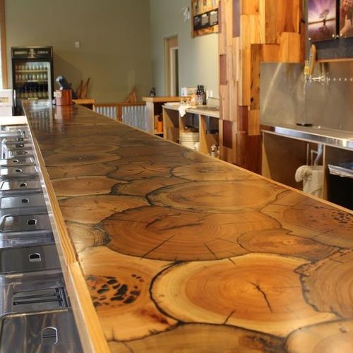 Natural Wooden Resin Glossy Finish Bar Table Top - 10x2.5 Ft, Durable, Eco-friendly, Water Resistant, Handmade Design