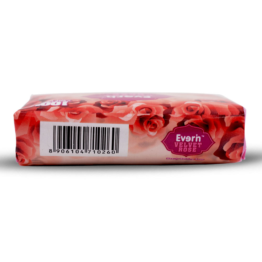 Everin Velvet Rose Beauty Soap - 55g, 100% Vegetable Oil, Pink Color, Rose Flavored Bath Soap, Unisex Usage