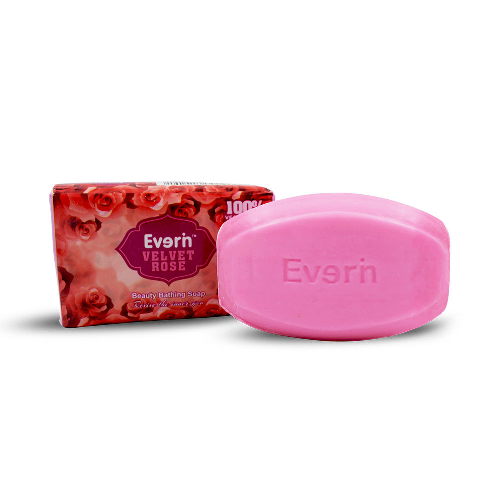 Everin Velvet Rose Beauty Soap - 55g, 100% Vegetable Oil, Pink Color, Rose Flavored Bath Soap, Unisex Usage