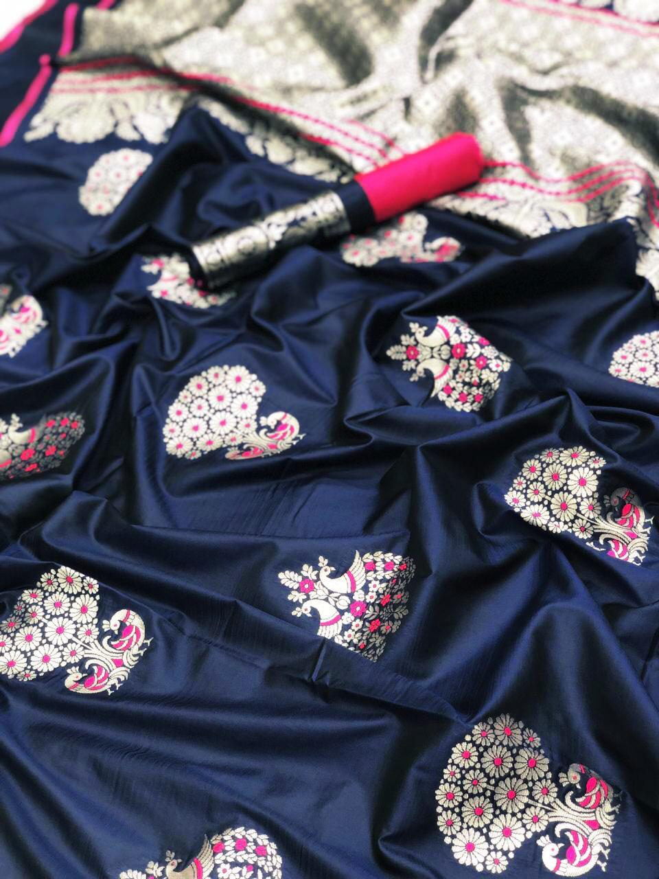 Orange Green Pink  Black Grey Metalic Purpule Soft Silk Sarees
