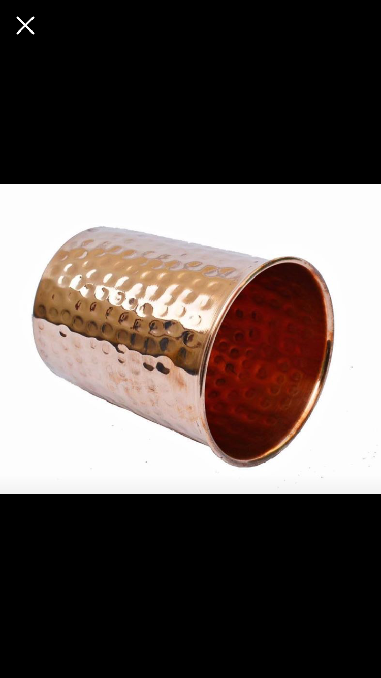 Hammered Copper Glass - High Grade Brass, 0.080 Grams | Elegant Handcrafted Design, Antique Texture, Dishwasher Safe, Chip Resistant