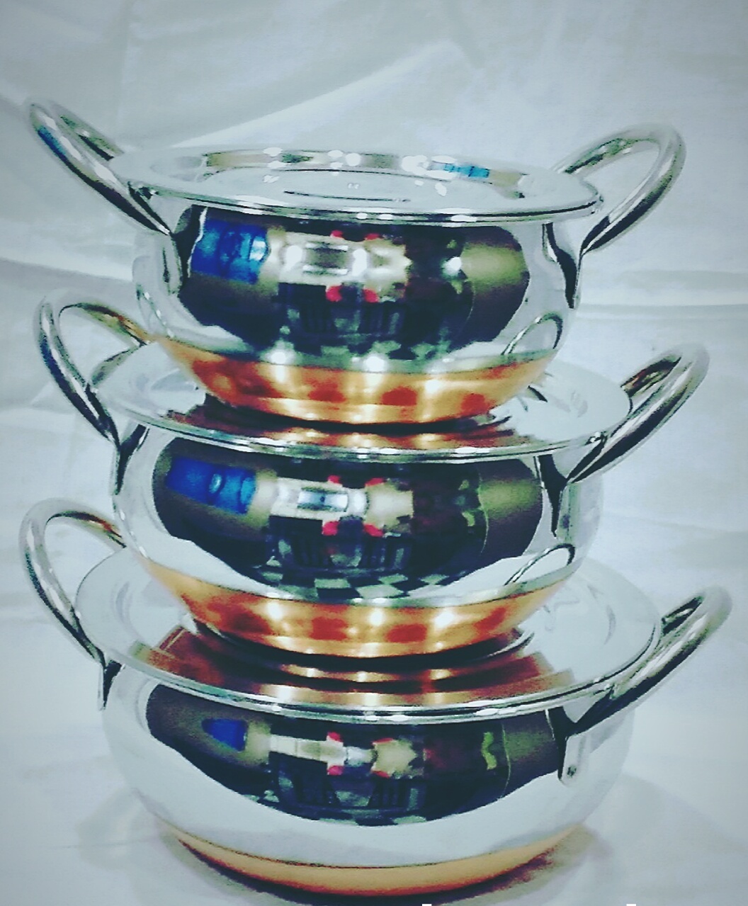 Round Steel Copper Bottom Handi