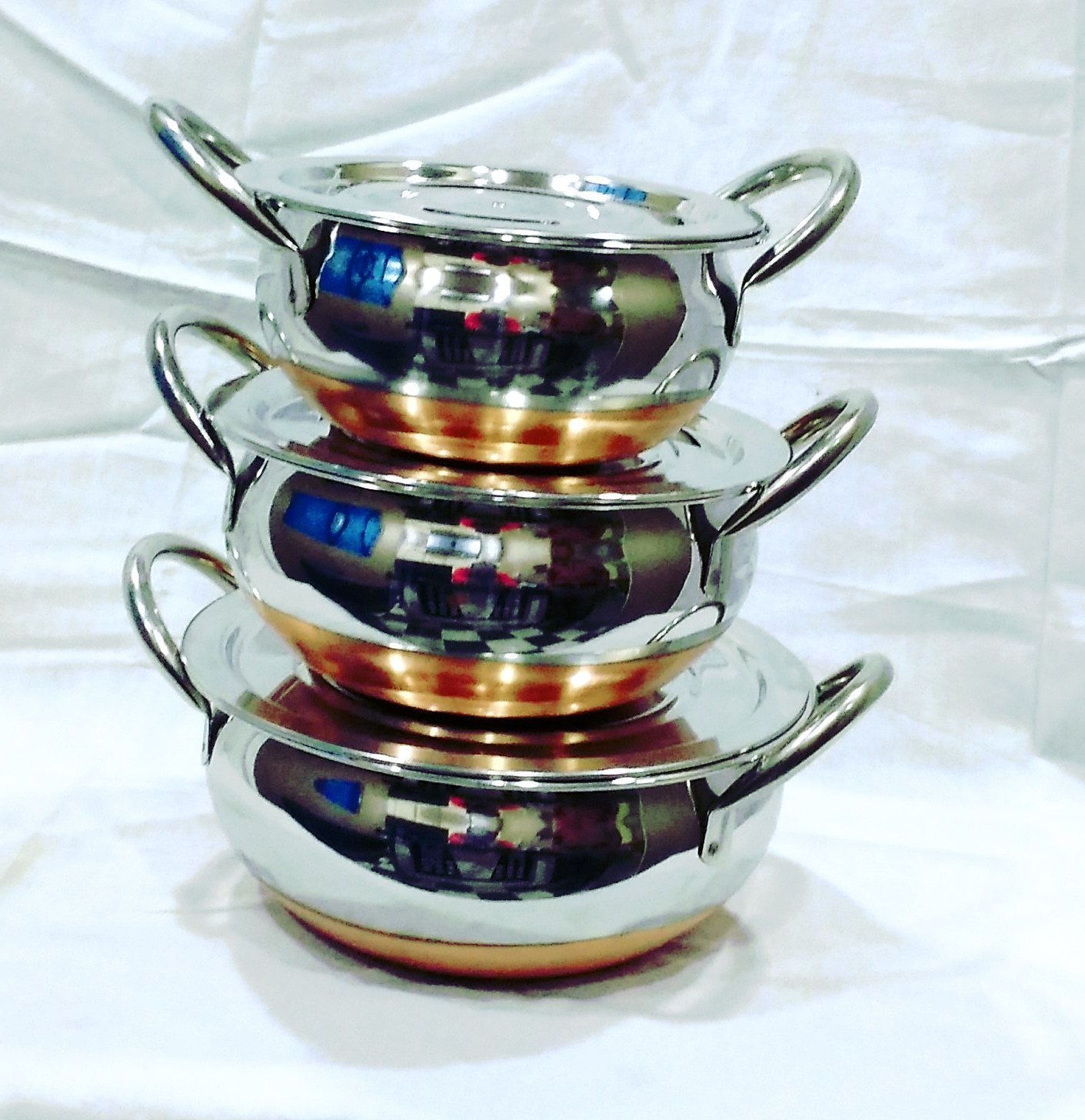 Round Steel Copper Bottom Handi